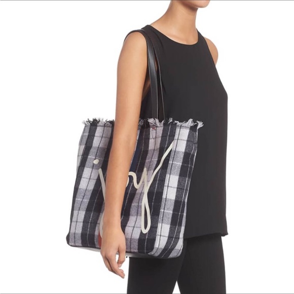 ED Ellen Degeneres Grey Tartan Tote Joy NWT - Picture 4 of 15
